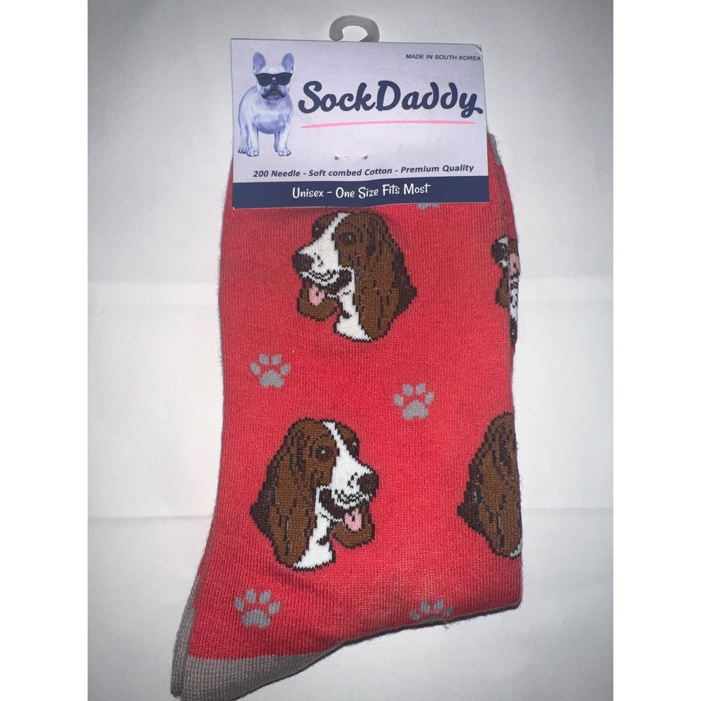 Sock Daddy Basset Hound Unisex One Size Fits Most Crew‎ Socks